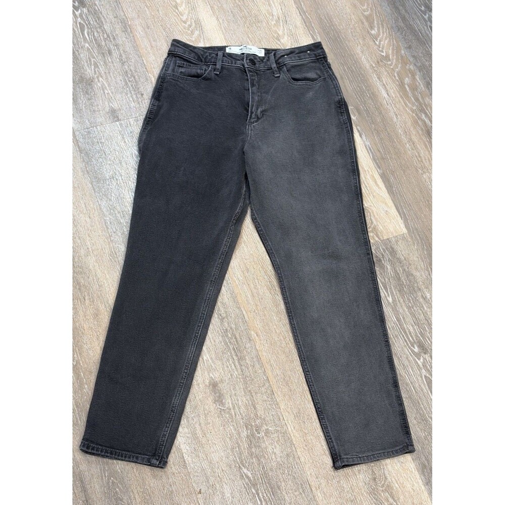 Hollister Jeans Womens 1R Curvy High-Rise Mom Two-Tone Black Grey Stretch NWOT